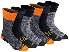 Dickies Men's Dri-tech Moisture Control Crew Socks Multipack, Hi-Vis Orange Black (6 Pairs), Shoe Size: 15-17