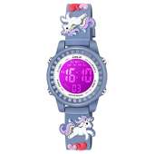 enhoo Kids Watches 3D Cartoon Waterproof 7 Color LED Digital Child Wrist Watch Gifts for Girls Boys Little Child-Gre