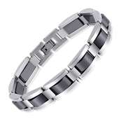 Feraco Mens Magnetic Bracelets Classic Balck Stainless Steel Magnets Bracelet Health Jewelry, 8.66 inch