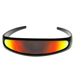 Futuristic Narrow Cyclops Color Mirrored Lens Visor Sunglasses