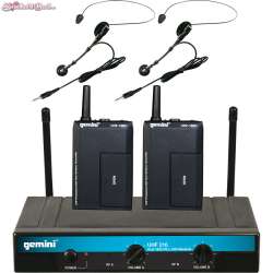 Gemini UHF- 216HL Dual Wireless Head-worn & Lavalier Microphone System ...