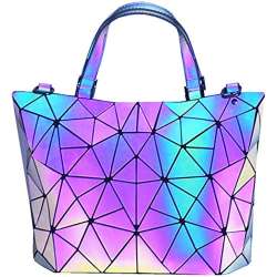 Geometric Purse Holographic Handbag Color Changes Luminous Women (M ...