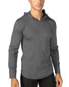 Hooded Shirts for Men Long Sleeve T-Shirt Hoodies for Men Moisture Wicking Shirt Athletic Fishing Shirt Beach T-Shirts for Swimming Dark Grey