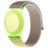 Kids Wristband Compatible with Apple AirTag, Protective Case for Air Tag GPS Tracker Holder with Nylon Bracelet, Adjustable Anti Lost Watch Band for Toddler Child Elder (Yellow & Khaki)