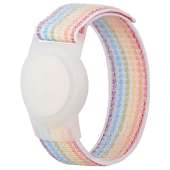 Kids Wristband Compatible with Apple AirTag, Protective Case for Air Tag GPS Tracker Holder with Nylon Bracelet, Adjustable Anti Lost Watch Band for Toddler Child Elder(Rainbow A)