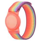 Kids Wristband Compatible with Apple AirTag, Protective Case for Air Tag GPS Tracker Holder with Nylon Bracelet, Adjustable Anti Lost Watch Band for Toddler Child Elder(Rainbow B)