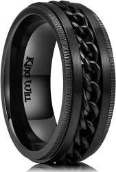 King Will Intertwine 8mm Spinner Ring Black Stainless Steel Fidget