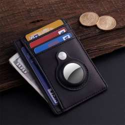 Leather Wallet Protective Case Card Holder Sleeve For Apple Airtag GPS ...