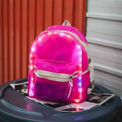 LED light transparent backpack women bag flash waterproof girl backbag ...
