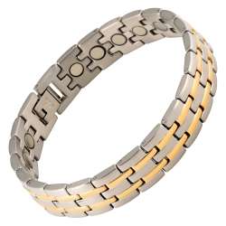 Magnetic Therapy Bracelet Stainless Steel 2 Tone Stripes