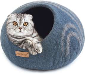 Meowfia Premium Felt Cat Cave Bed, Slate Gray