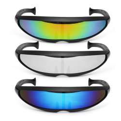 Party glasses novelty futuristic cyclops mirrored sunglasses monoblock ...