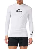 Quiksilver mens All Time Long Sleeve Rashguard Upf 50 Sun Protection Surf Rash Guard Shirt, White, Medium US