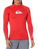 Quiksilver Men's Standard All Time Long Sleeve Rashguard UPF 50 Sun Protection Surf Shirt, Quik RED, Large