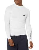 Quiksilver Men's Standard All Time Long Sleeve Rashguard UPF 50 Sun Protection Surf Shirt, White Left Chest, Small