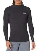 Quiksilver Men's Standard All Time Long Sleeve Rashguard UPF 50 Sun Protection Surf Shirt, Black Left Chest, XX-Large
