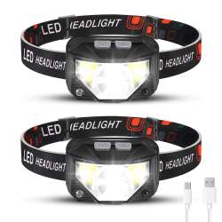 Rechargeable Headlamp 2 Packs, LED Headlamp, Head lamps for Adults