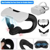 Rechargeable VR Cooling Fan Face Cover for Oculus Quest 2 Sweatproof Cushion PU