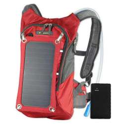 Red Solar Powered 1.8 Liter Hydration Backpack / 7 Watt Solar Panel and ...