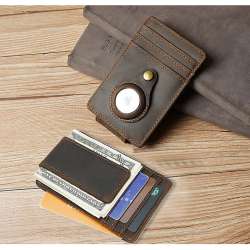 Slim Genuine Leather Wallet For Airtag With Card Holder,rfid Blocking ...