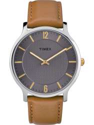 Timex - Men's Metropolitan 40mm Brown/Gray Watch, Leather Strap ...