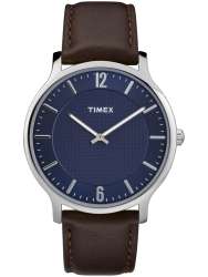 Timex - Timex Men's Metropolitan 40mm Brown/Blue Leather Strap Watch ...