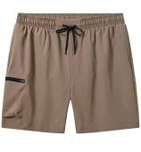 Tyhengta Mens Stretch Swim Trunks Quick Dry Board Shorts with Zipper Pockets and Mesh Lining Khaki 36