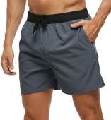 Tyhengta Mens Swim Trunks Quick Dry Stretch Shorts with Zipper Pockets and Mesh Lining Grey 32