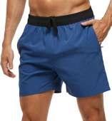 Tyhengta Mens Swim Trunks Quick Dry Stretch Shorts with Zipper Pockets and Mesh Lining Navyblue 34