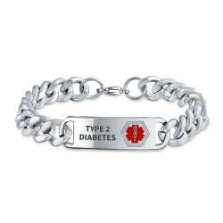 Type 2 Diabetes Medical Identification Doctor Alert ID Bracelet for Men ...