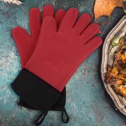 Uxcell Silicone Oven Mitts Heatproof Gloves 1 Pair Red - Walmart.com
