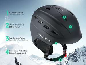 VELAZZIO Valiant Ski Helmet, Black & White