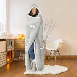 Wearable Hooded Throw Blanket, 52" x 72", Solid Gray Flannel - Walmart ...