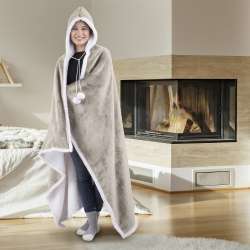 Wearable Hooded Throw Blanket, 52" x 72", Solid Taupe Flannel - Walmart.com