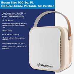 Westinghouse 1804 Patented NCCO Technology Portable Air Purifier with ...
