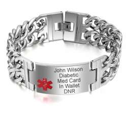 Wide Chain Link ID Bracelet | Medical Alert Bracelets for Men