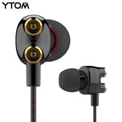 Wired dual driver noise cancelling earphones jack bass headphone ...