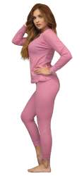 Women's Soft 100% Cotton Waffle Thermal Underwear Long Johns Sets (Pink ...