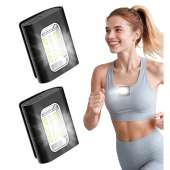 2 Pack Rechargeable LED Running Safety Lights Black 4 Modes Magnetic Clip USB