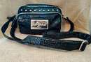 Baby Phat Black Croc-Embossed Studded Crossbody Bag Zip Adjustable Strap Baby Phat Black Croc-Embossed Studded Crossbody Bag Zip Adjustable Strap