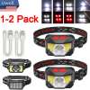 COB LED Headlamp Headlight Flashlight Torch USB Rechargeable Waterproof Sensor COB LED Headlamp Headlight Flashlight Torch USB Rechargeable Waterproof Sensor