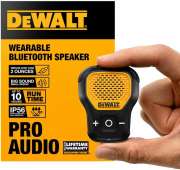 DEWALT Wearable Bluetooth Speaker, Clip-On Wireless Jobsite Pro Water-Resistant