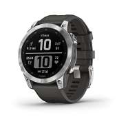 Garmin 010-02540-00 fenix 7, adventure smartwatch, rugged outdoor watch with GPS, touchscreen, health and wellness features, silver with graphite band (Renewed)