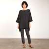 IVAN GRUNDAHL One Size Black White Pinstripe Oversized Boxy Button-Up Tunic Top