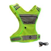 LED Rechargeable Safety Vest with Pocket and Zipper for Night Running… Med