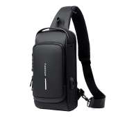 Men's Sling Backpack Waterproof Anti-theft Shoulder Crossbody Chest Bag USB Por