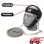 Weight lifting head neck harness gym workout exercise training straps belt new