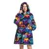 Cozy Wearable Blanket Hoodie for Women - Halloween Pumpkin Design, Perfect Gift