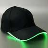 Green LED Light Black Baseball Cap Hat Glow Brim Night Party Adjustable- Running
