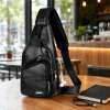 Men’s Sling Crossbody Chest Bag USB Charging Port Travel Shoulder Backpack Black